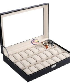 24-Slot Watch Organizer Holder Box with Glass Lid Enfield-bd.com
