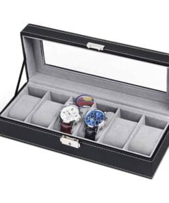 6_Slot Watch Organizer Holder Box with Glass Lid Enfield-bd.com