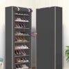 9-Tiers Multipurpose Shoe Rack with Dustproof Cover I Grey Enfield-bd.com