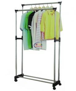 Double Pole Clothes Rack I Double Rod Garment Rack I Black Enfield-bd.com