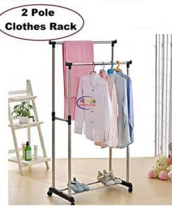 Double Pole Clothes Rack I Double Rod Garment Rack I Black Enfield-bd.com