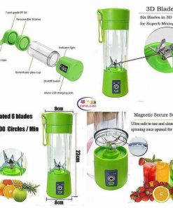 USB Rechargeable Juicer I Green Fruit Mixer Smoothie Blender 380ml Enfield-bd.com