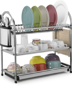 Home & Living 3 LAYER KITCHEN DISH RACK High Quality Stainless Steel Enfield-bd.com 