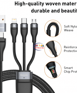 Gadget BASEUS TWO-FOR-THREE FAST Charging Data Cable Flash Series Enfield-bd.com