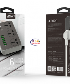 Gadget LDNIO SC 3604 Multiplug Power Strip 3 Socket 6 USB Port Enfield-bd.com 