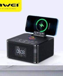 Enfield-bd.com Gadget Awei Y332 Multi-function Bluetooth-compatible Speaker With FM Phone Wireless Charger Phone Holder 8000mAh 