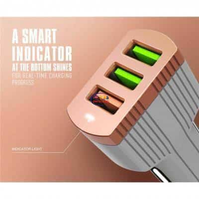 Enfield-bd.com Charger & Adapter LDNIO C702Q Car Charger Qualcomm QC 3.0 Fast Charging 5.1A 3USB Ports Adapter Universal