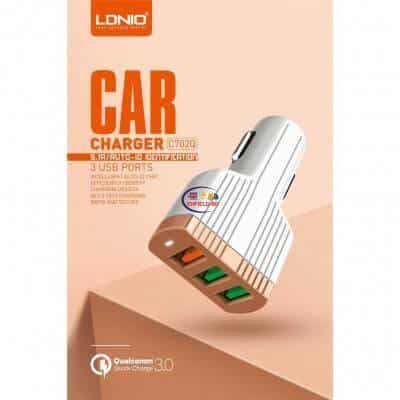 Enfield-bd.com Charger & Adapter LDNIO C702Q Car Charger Qualcomm QC 3.0 Fast Charging 5.1A 3USB Ports Adapter Universal