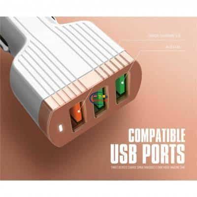 Enfield-bd.com Charger & Adapter LDNIO C702Q Car Charger Qualcomm QC 3.0 Fast Charging 5.1A 3USB Ports Adapter Universal