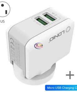 Enfield-bd.com Charger & Adapter LDNIO Dual USB Charger Adapter White Micro Type C Charge Cable 