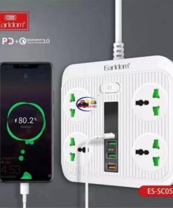 Gadget Earldom ES-SC05 Multi-Port Socket and Multi Plug 3000W Power Socket Auto Max 3A 4 Power Socket 200CM PD40W Enfield-bd.com