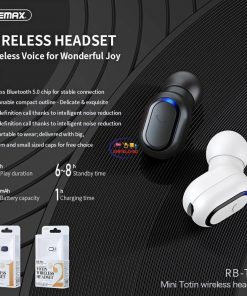 Gadget Earphones / Headset REMAX T31 Wireless Bluetooth One-Ear Earphone Noise Reduction In-Ear Earbuds Long Battery Life Mini Headset For Calling music Enfield-bd.com 