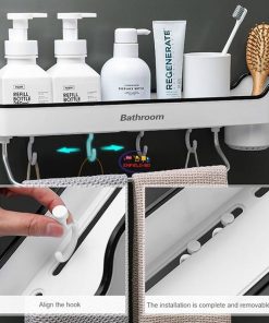 Enfield-bd.com Health & Household Kitchen & Dining Bathroom Shelf with Towel Hanger and Storage Rack