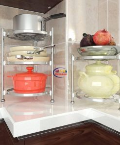 Enfield-bd.com Health & Household Kitchen & Dining Kitchen Pan Organizer Rack Pan Organizer Rack 2/3/4/5 Layers Cookware Pot Rack For Kitchen Organization Shelf 304 Stainless Steel Storage Rack