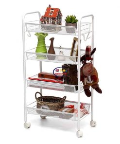 Enfield-bd.com Health & Household Kitchen & Dining 5 Layer Kitchen Storage Rack Food Trolley Cart Basket Metal Rolling Wheels Slide Bathroom Shelf Space Holder Saving Organizer 
