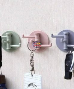 Enfield-bd.com Home & Living 3Pcs Set Round Sticky Hook Self-Adhesive Holder For Key Tools Spatula Hanging Organizer Plastic Bathroom Storage Hanger Hooks