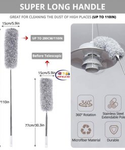Home & Living Microfiber Dusting Brush Feather soft Microfiber Duster with Extendable Pole Washable Head for Home office Interior Roof Ceiling Fan Enfield-bd.com 