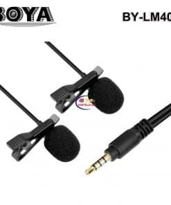 Enfield-bd.com Gadget BOYA BY-LM400 Dual Omnidirectional Condenser Lavalier Mic for iPhone Android Smartphone Video Record Interview Mic