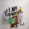 Enfield-bd.com Health & Household Kitchen & Dining Wall Hanging Kitchen Shelf New Portable Aluminium Rack Cooking Utensil Tools Hook Rack kitchen Holder Storage Rack