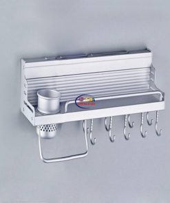 Enfield-bd.com Health & Household Kitchen & Dining Wall Hanging Kitchen Shelf New Portable Aluminium Rack Cooking Utensil Tools Hook Rack kitchen Holder Storage Rack