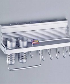 Enfield-bd.com Health & Household Kitchen & Dining Wall Hanging Kitchen Shelf New Portable Aluminium Rack Cooking Utensil Tools Hook Rack kitchen Holder Storage Rack