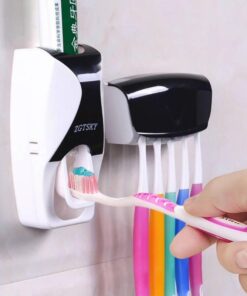 Enfield-bd.com Home & Living Automatic Toothpaste Dispenser Wall Mount Dust-proof Toothbrush Holder Wall Mount Storage Rack Bathroom Accessories Set Squeezer 