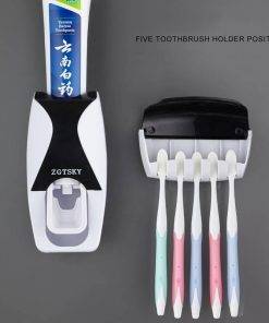 Enfield-bd.com Home & Living Automatic Toothpaste Dispenser Wall Mount Dust-proof Toothbrush Holder Wall Mount Storage Rack Bathroom Accessories Set Squeezer 