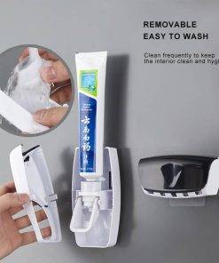 Enfield-bd.com Home & Living Automatic Toothpaste Dispenser Wall Mount Dust-proof Toothbrush Holder Wall Mount Storage Rack Bathroom Accessories Set Squeezer