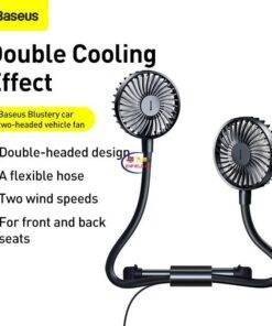 Enfield-bd.com Bike & Car Home & Living Baseus Car Fan Double Headed 360 Degree Rotating Air Conditioner Cooling Fan For Front Back Seat Air Cooler Mini 12V USB Fan 