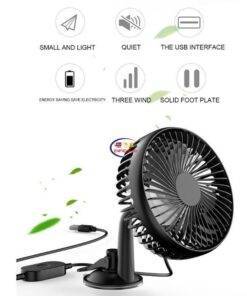 Enfield-bd.com Bike & Car Home & Living Suction Cup Single Head 5.5 Inch Car Fan 12V 24V Universal Large Wind Three Speed Control USB Car Fan