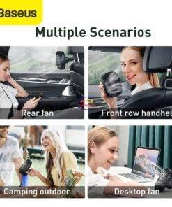 Enfield-bd.com Bike & Car Home & Living Baseus Car Fan Car Back Seat Fan Auto Cooling Fan 360 Degree 1000mAh Portable Cooler Air Use Desktop Fan Two Grade Wind Speed