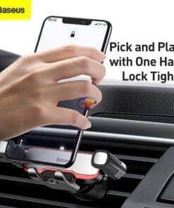 Enfield-bd.com Bike & Car Home & Living Baseus Lateral Gravity Car Mount Holder For Phone in Car Air Vent Mount Holder Stand for iPhone 12 Air Vent Mount Cell Phone Support 