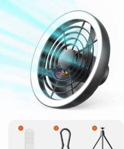Enfield-bd.com Gadget JISULIFE FA17 Multipurpose Fan Portable Camping Fan with Remote/Tripod/Ambient Light Rechargeable Outdoor Fan Desktop Fan Wall Fan Floor Fan Stand Fan Ceiling Fan Tent Fan 12000mAh 4 Wind Modes 3 Light Modes Fan ideal for Tent Camping Office Room 