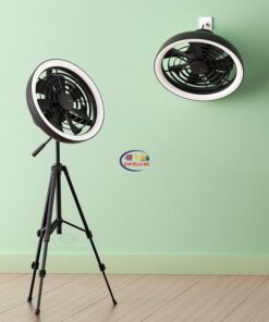 Enfield-bd.com Gadget JISULIFE FA17 Multipurpose Fan Portable Camping Fan with Remote/Tripod/Ambient Light Rechargeable Outdoor Fan Desktop Fan Wall Fan Floor Fan Stand Fan Ceiling Fan Tent Fan 12000mAh 4 Wind Modes 3 Light Modes Fan ideal for Tent Camping Office Room 