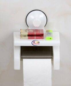 Enfield-bd.com Kitchen & Dining Others Tissue Holder With Super Suction Cup White Plastic Toilet Kitchen Paper Holders Strong Suction Cup Waterproof Wall Mounted Holders Bathroom Accessories 