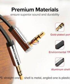 Enfield-bd.com Gadget Ugreen Aux Cable Jack 3.5mm Audio Cable Auxiliary Hi-Fi Stereo 3.5 mm 90 Degree Cable for Player Computer Headphone Laptop Car