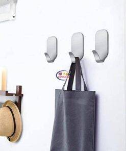 Enfield-bd.com Home & Living 2Pcs Self Adhesive Kitchen Wall Door Hook Stainless Steel Holder Hanger For Bathroom Door Wall Self Holder Kitchen Tools Hanger 