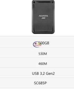 Enfield-bd.com Gadget Storage/hard Drive ADATA USB 3.2 SC685P Mobile Solid State Drive Metal Frosted Case External Hard Drive HD Portable 256GB 500GB 1TB Hard SSD 