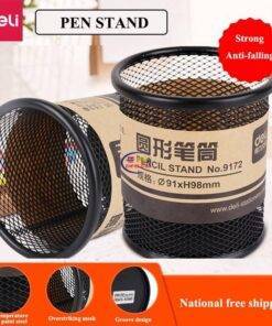 Enfield-bd.com Whiteboard Accessories Deli 908 Metal Pen Pencil Stands Mesh Pen Holder Desktop Stationery Metal Pen Stand