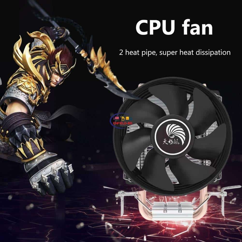 Enfield-bd.com Computer Accessories & Peripherals Home & Living Dual Heat Pipes CPU Cooler DC 12V Desktop CPU Cooling Fan Silent Radiator Tower Cooling System Computer Parts 9cm for Intel/AMD