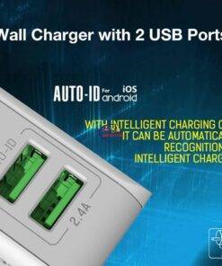 Enfield-bd.com Charger & Adapter LDNIO Wall Charger Auto ID 2.4A 2- White USB Port