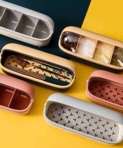 Enfield-bd.com Health & Household Kitchen & Dining Spice Rack 4 Grid Oval Spice Box Nordic Spice Jar Salt And Pepper Shakers Spice Container Transparent Seasoning Box Spice Rack Kitchen Storage Tools 