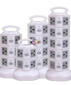 Enfield-bd.com Home & Living Tower Multiplug Power Strip Vertical Multi Socket Electrical Plug Outlet Dual USB Universal Jack Outlets 3M Extension Cord 