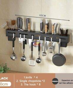Enfield-bd.com Health & Household Kitchen & Dining Wall mounted Kitchen Rack Knife Holder Kitchen Storage Shelf Knife Holder Stainless Steel Punch-free Multifunctional Spice Rack Kitchen Tools