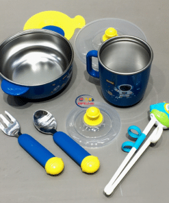 Enfield-bd.com Home & Living 5Pcs Feeding Set Stainless Steel Blue | Rovco Brand 