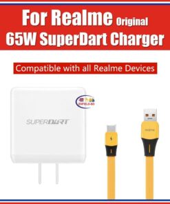 Enfield-bd.com Gadget Realme 65W SuperDart GaN Charger Adapter with Type C Cable For Realme GT2 Pro Neo2 2T Q3 X7 Pro 9i 8i 8 Pro Narzo 50 30 20 