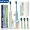 Enfield-bd.com Health & Household Personal Care Xiaomi Enchen Mint Green Electric Toothbrush with 7 Brushes Smart Timer 2 Hours Fast Charge Lasts up to 30 Days Adult Waterproof Tooth Brush