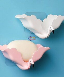 Enfield-bd.com Home & Living Flamingo shape Wall Mounted Soap Holder Soap Drain Suction Cup Soap Box Wall-mounted Multifunctional Storage Shelf with Hook Bathroom Accessories