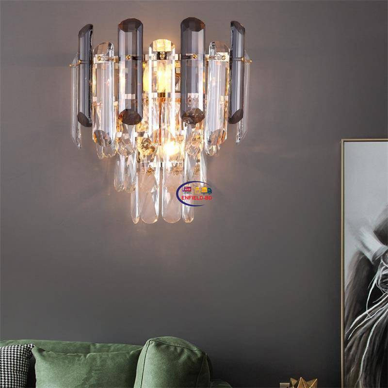 Enfield-bd.com Tools & Home Improvement Tools & Machinary Lavius Stainless Steel Crystal Wall Lamp Modern Minimalist Home Decor Living Room Bedroom Interior LED Wall Light