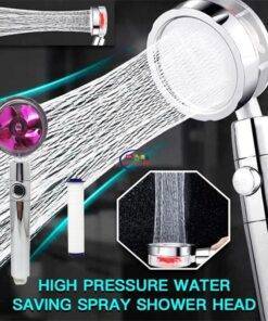 Enfield-bd.com Home & Living 360° Power Shower Head Water Saving Flow Rotating With Small Fan ABS Rain High Pressure Spray Nozzle Bathroom Supply 